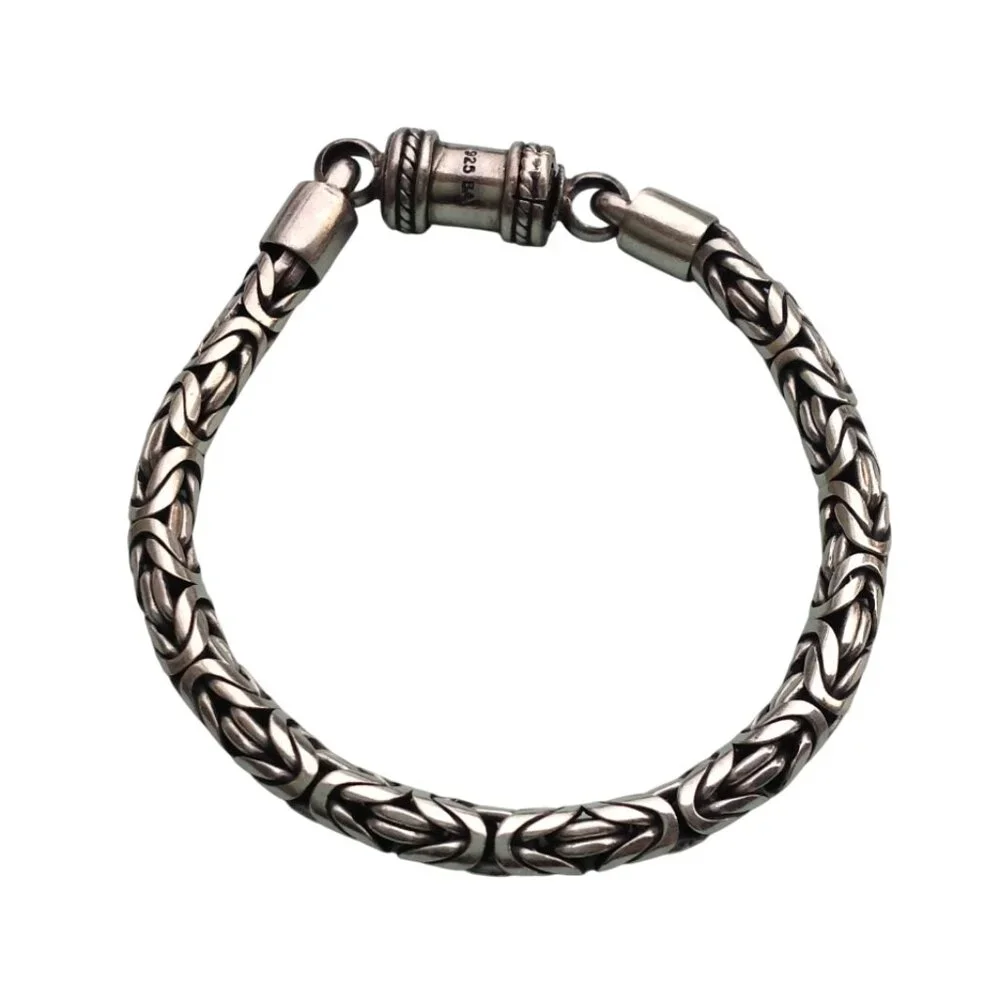 Sterling Silver 925 Byzantine Bracelet  w Barrel Clasp 7.5